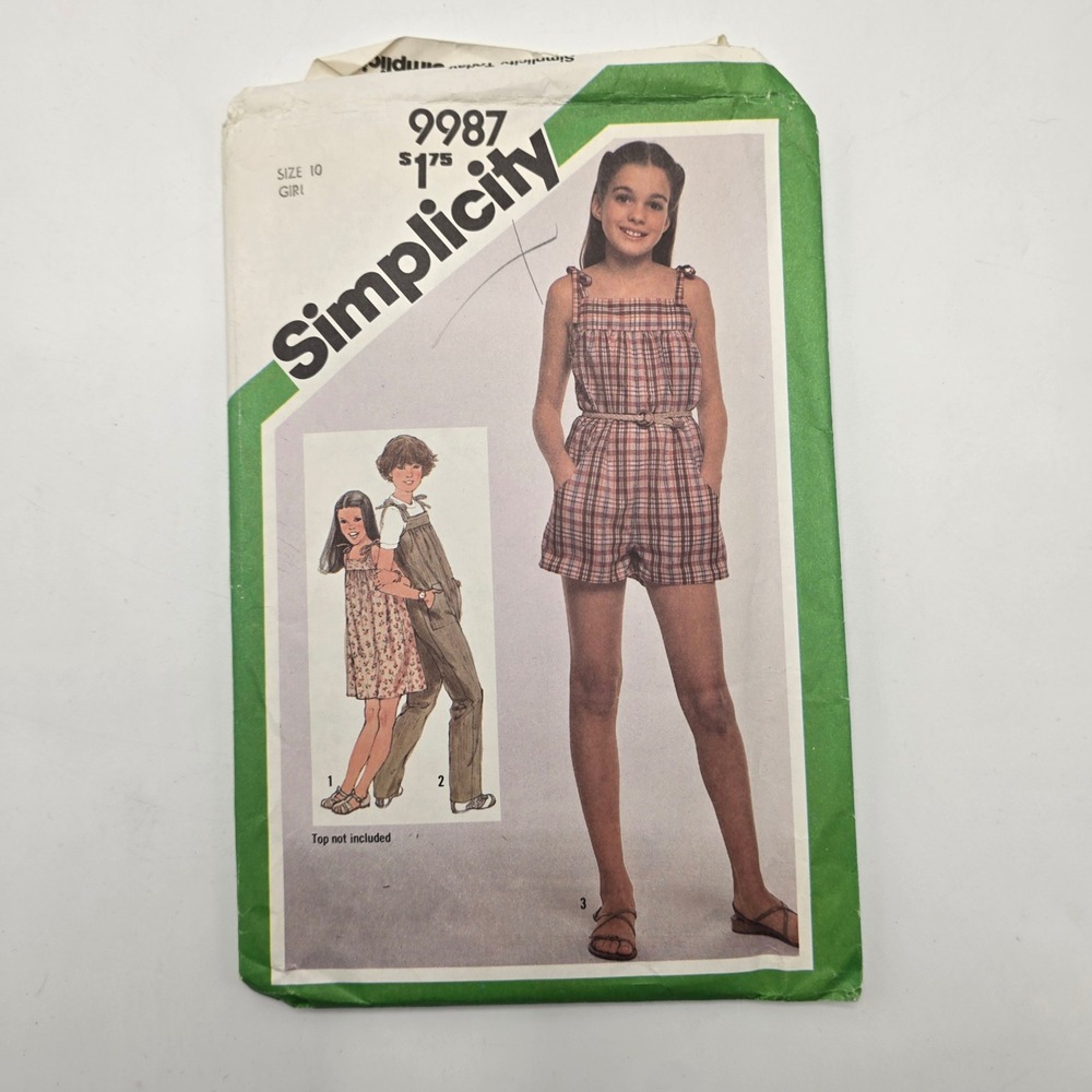 Simplicity 9987 Girl Jumpsuit Romper Sundress Pattern 1981 Vintage Size 10 Retro